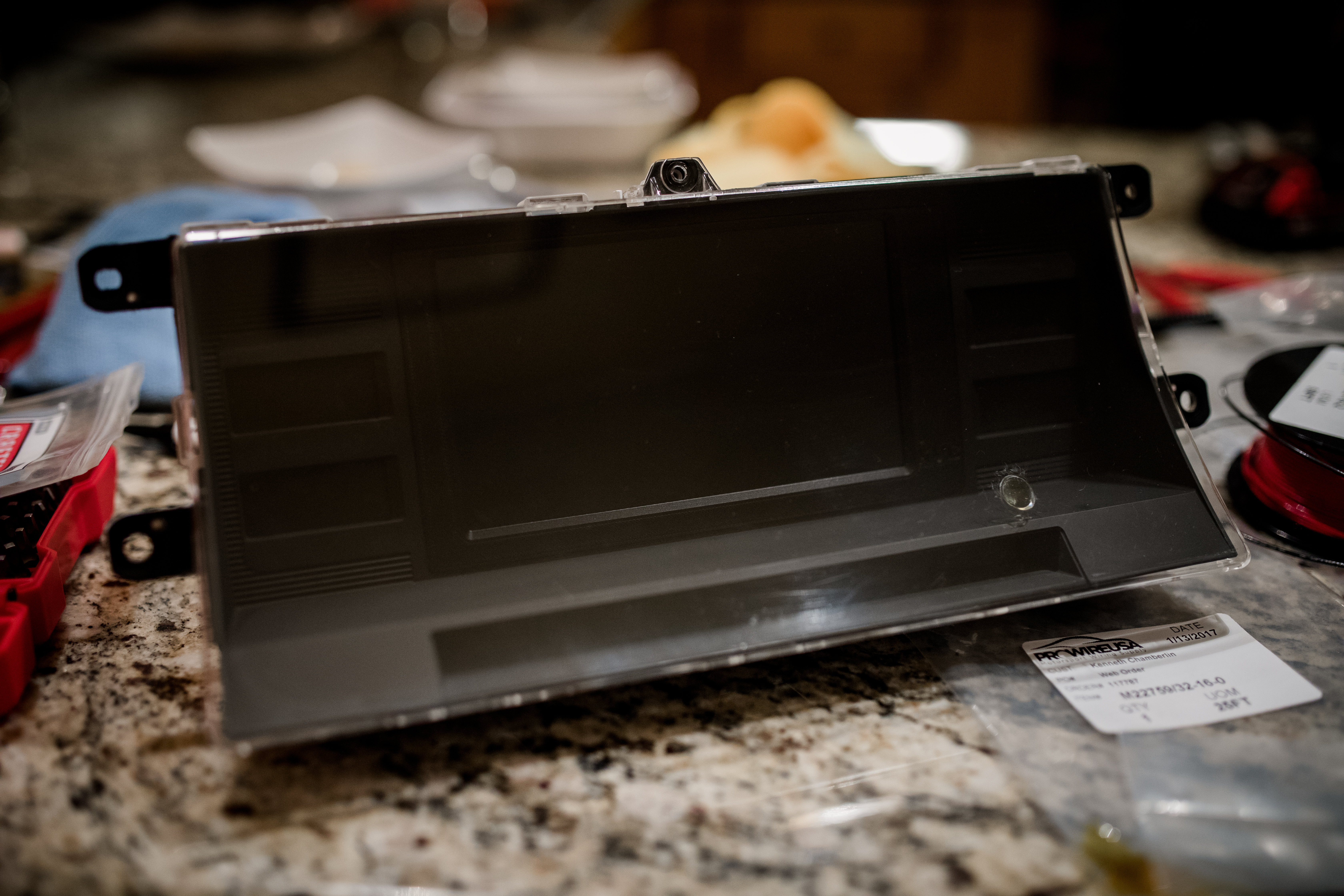 custom mounted screen in original instrument cluster case